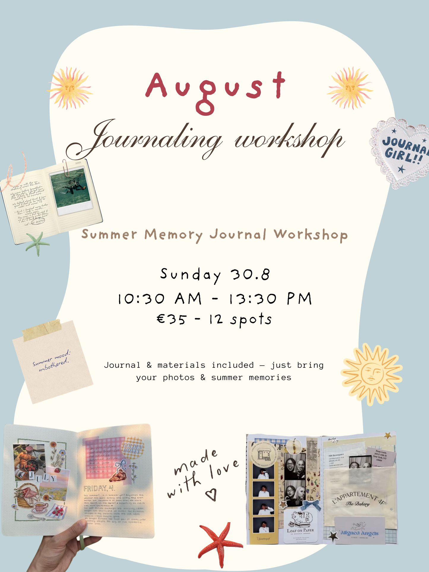 Summer Journal Workshop - August 30th 10:30 - 13:30