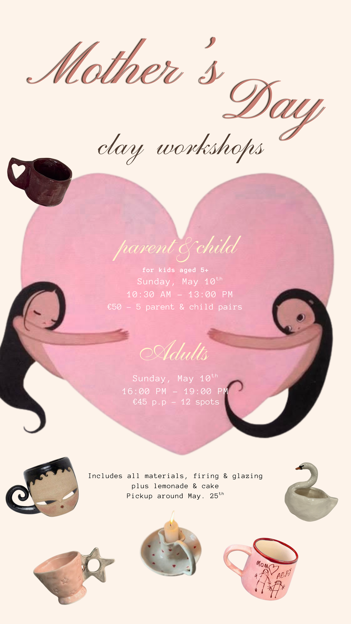 Mother's Day Parent & Child Clay Workshop (Ages 5+), 10th May 10:30 - 13:00