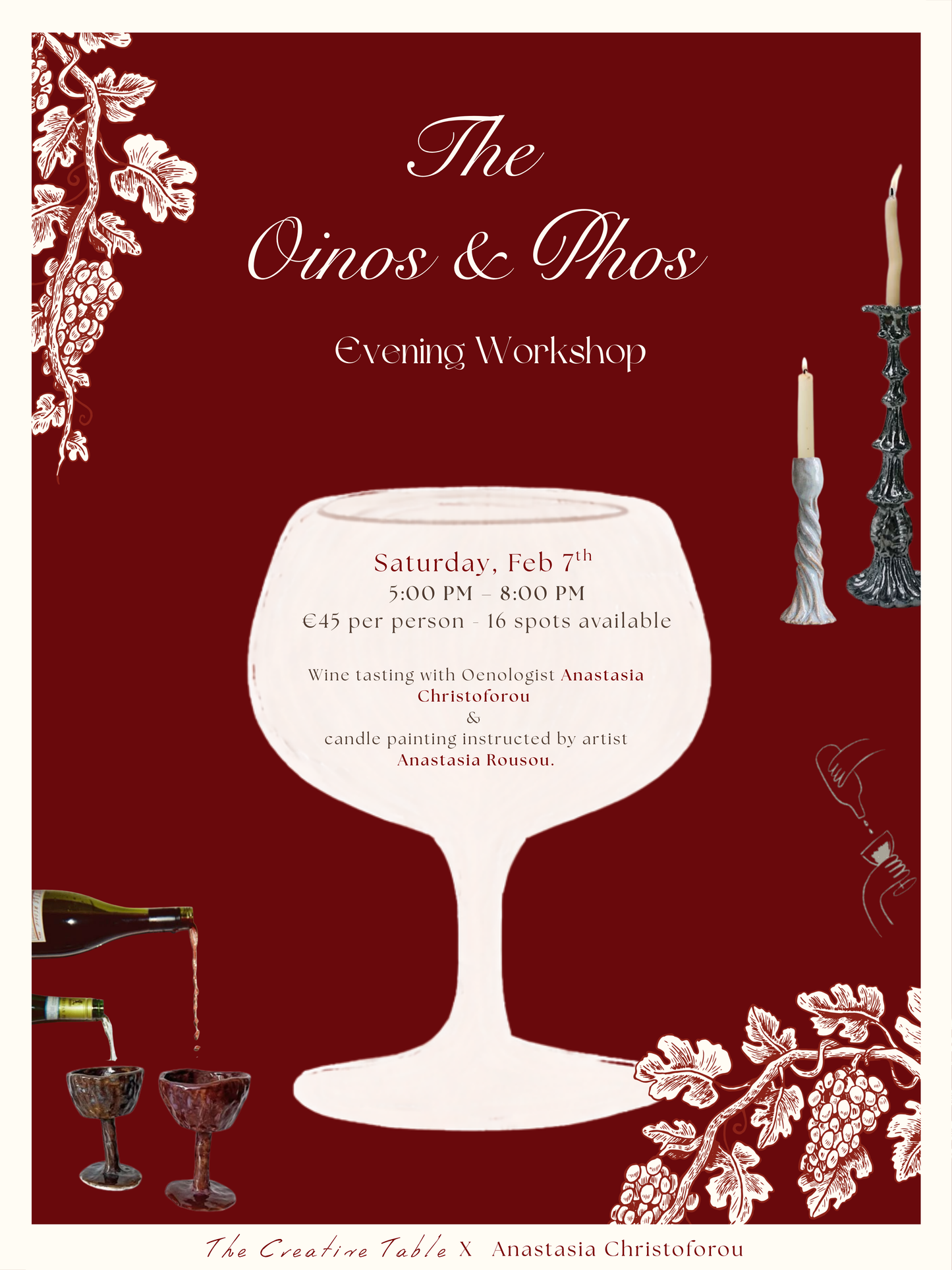 Oinos & Phos: Wine Tasting & Candle Painting Experience