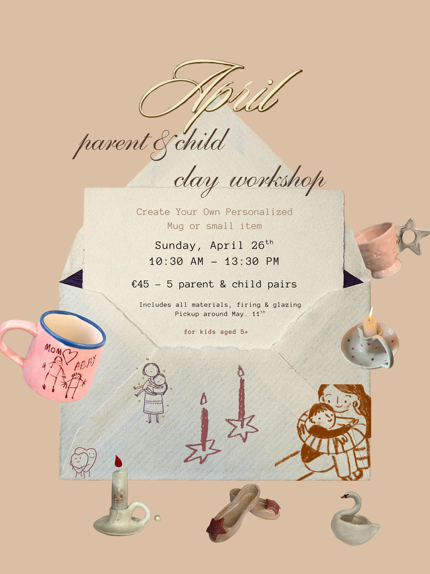 April 26th. Parent & Kid Clay Workshop