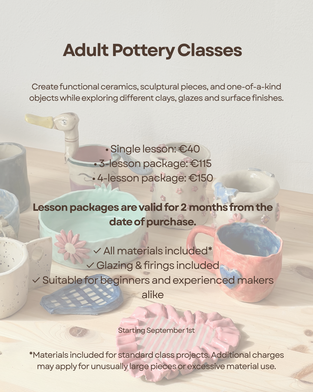Adult Pottery Class | Thursdays 17:30–20:30