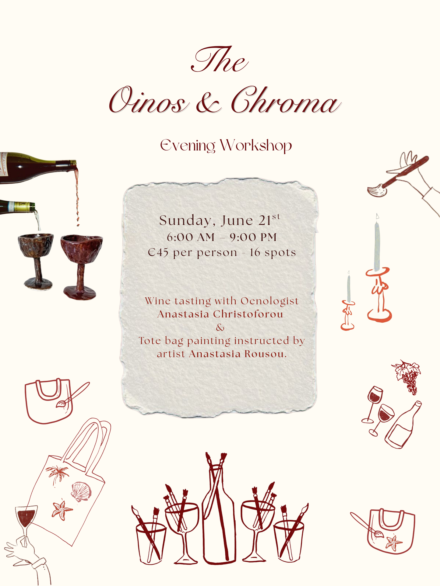 Oinos & Chroma | Wine Tasting & Tote Bag Painting Workshop